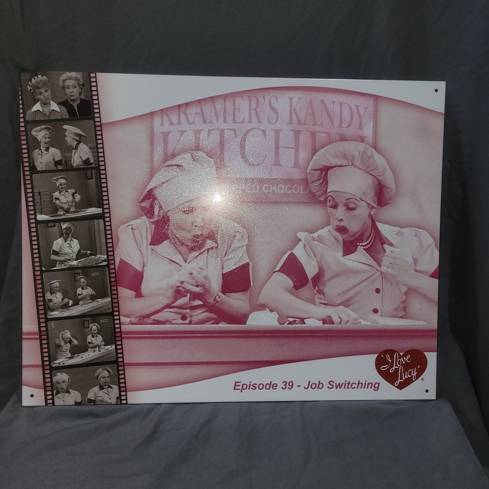 TIN SIGN new 8x12 I love Lucy TV Lucille Ball Ethel chocolate Candy funny